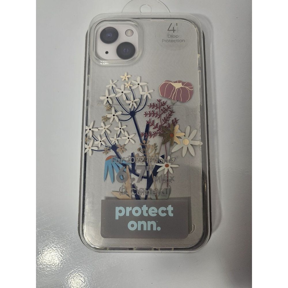 onn. iPhone Phone Case 2022 6.7" Max 2 Camera Durable Gel Floral Print Cellphone - Picture 1 of 7